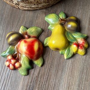 VINTAGE Chalk ware Fruit Wall Decor Set